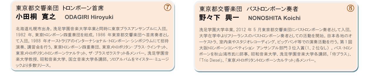 小田桐寛之（東京都交響楽団トロンボーン首席）、野々下興一（東京都交響楽団バストロンボーン）